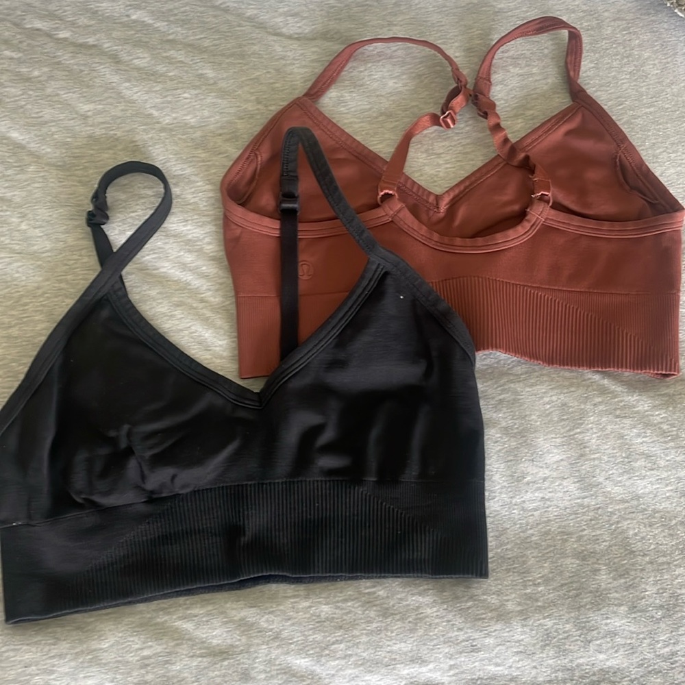 2 lululemon sports bras. Can be converted to racer back. Size 4